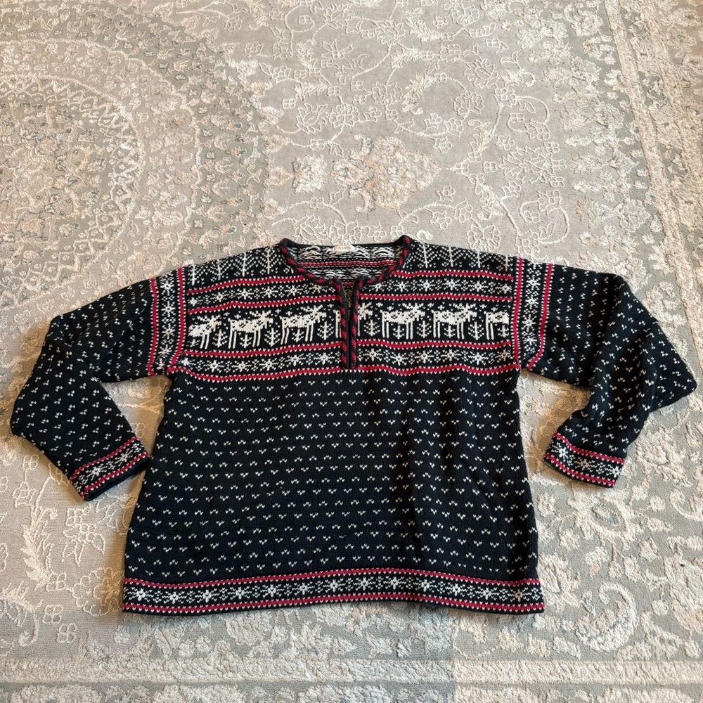 ALPS Black and White Patterned Sweater Size Large